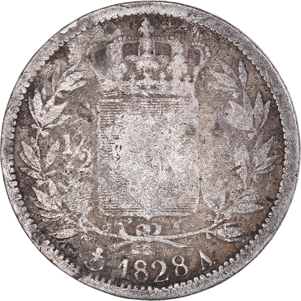 Moneda, Francia, Charles X, 1/2 Franc, 1828, Paris, BC+, Plata, KM:723.1