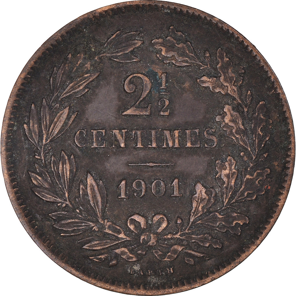 Coin, Luxembourg, William III, 2-1/2 Centimes, 1901, Utrecht, VF(30-35), Bronze