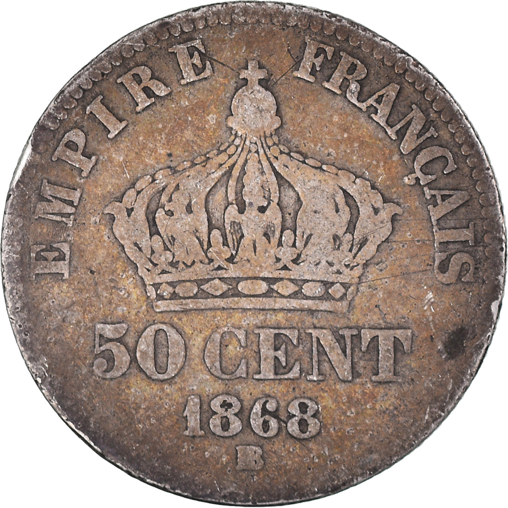 Coin, France, Napoleon III, Napoléon III, 50 Centimes, 1868, Strasbourg