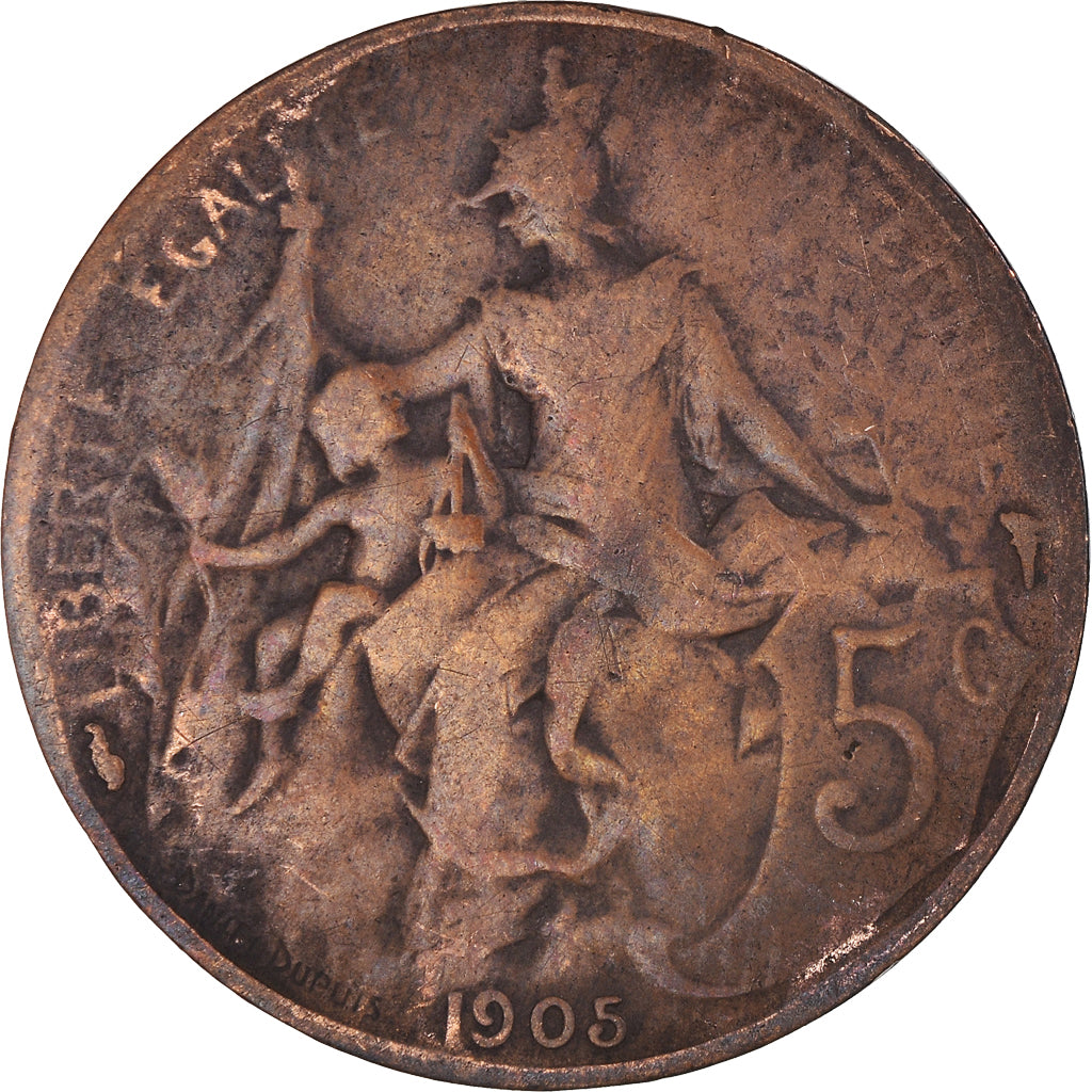 Monnaie, France, Dupuis, 5 Centimes, 1905, Paris, TB+, Bronze, Gadoury:165