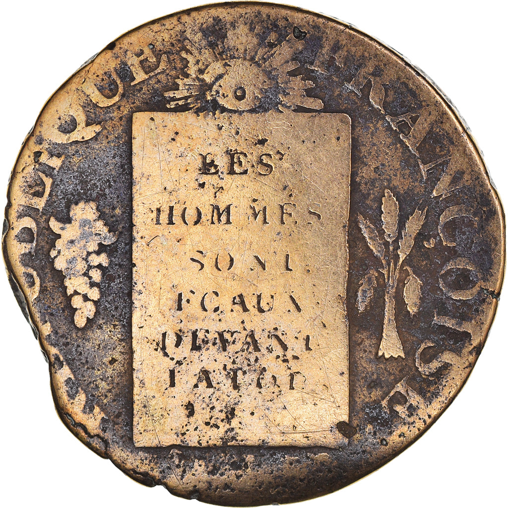 Coin, France, Sol aux balances françoise, Sol, 1793 - AN II, Limoges, F(12-15)