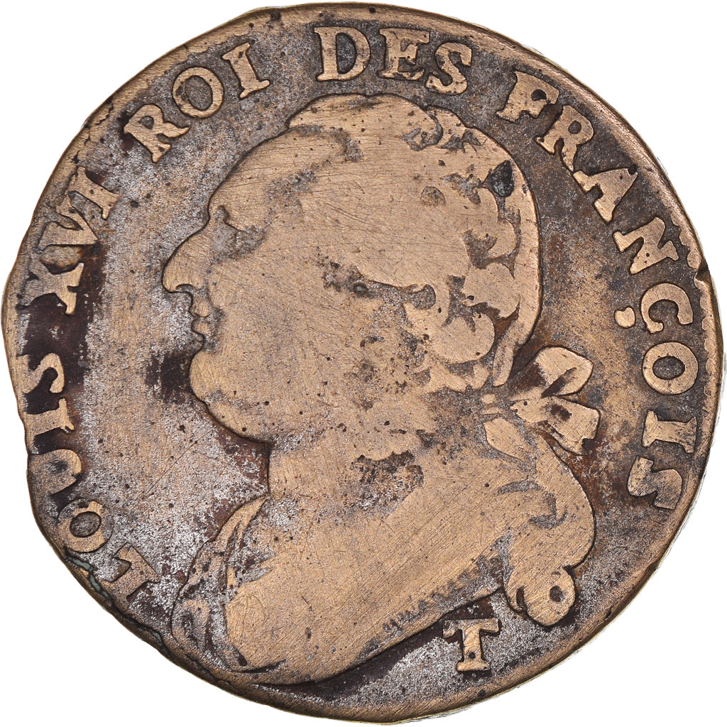 Coin, France, 12 deniers françois, 12 Deniers, 1792⸱4, Nantes, VF(30-35)