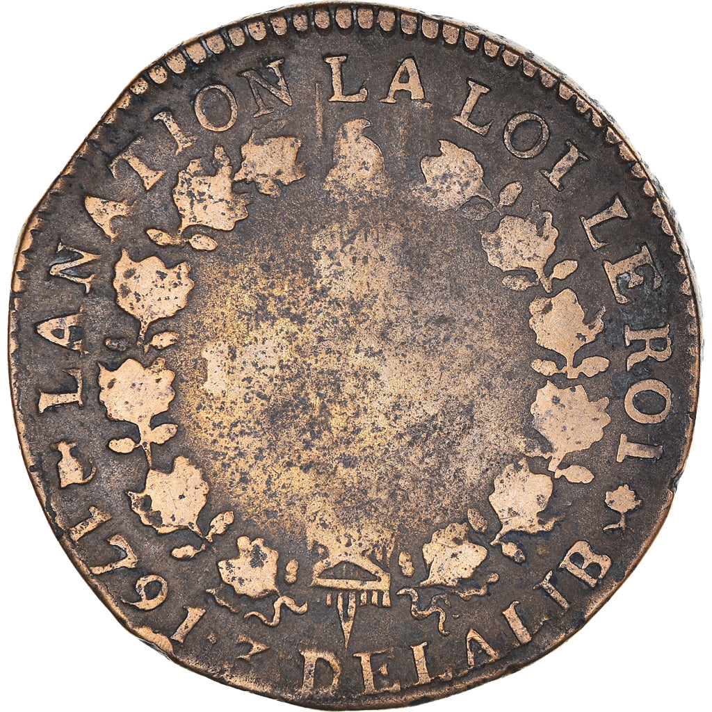 Moneta, Francia, 12 deniers françois, 12 Deniers, 1791·3, Nantes, MB+, Bronzo