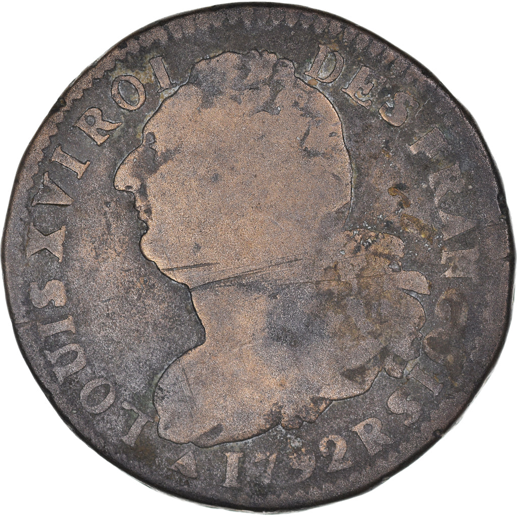 Coin, France, 2 sols françois, 2 Sols, 1792 / AN 4, Orléans, VF(20-25)