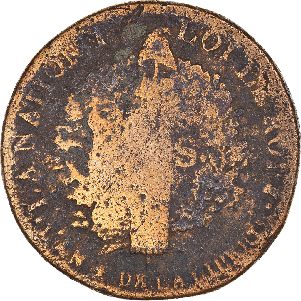 Coin, France, 2 sols françois, 2 Sols, 1792, Pau, F(12-15), Bronze, KM:603.17
