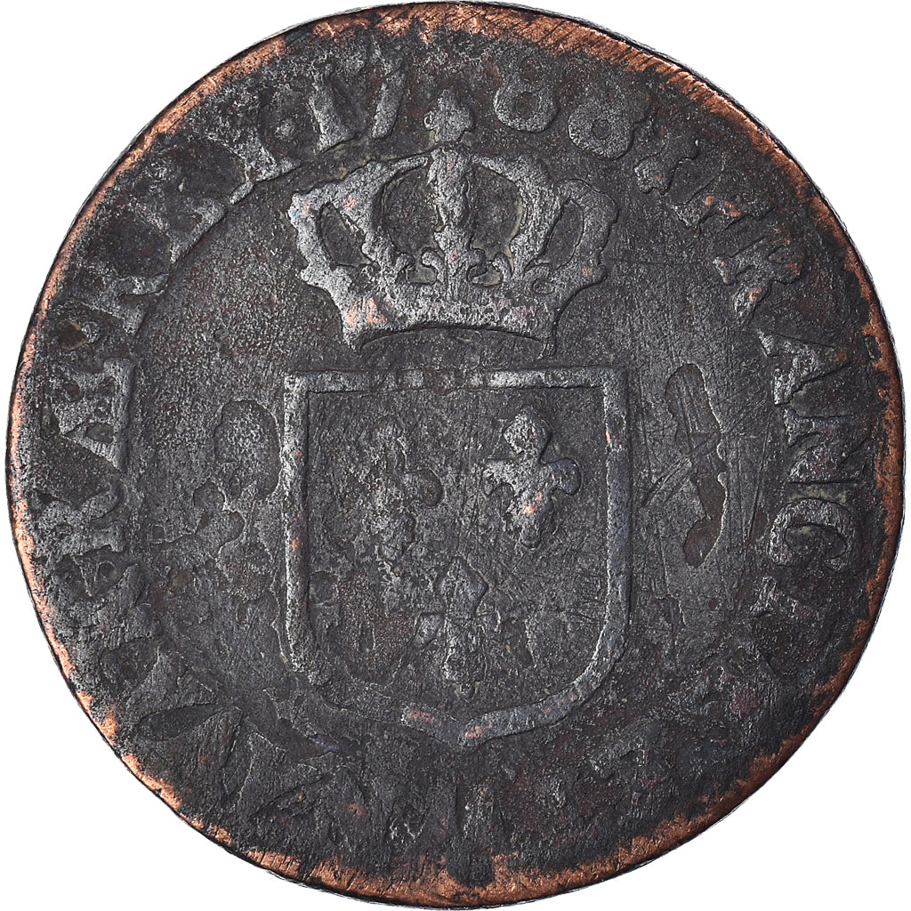 Moeda, França, Louis XVI, 1/2 Sol ou 1/2 sou, 1/2 Sol, 1788, Metz, VF(20-25)