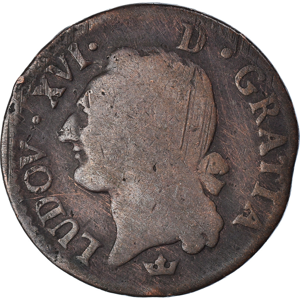 Monnaie, France, Louis XVI, 1/2 Sol ou 1/2 sou, 1/2 Sol, 1789, Toulouse, TB