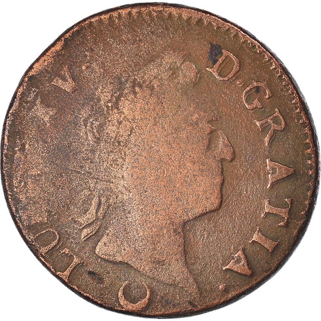 Moeda, França, Louis XV, Sol à la vieille tête, Sol, 1771, Metz, VF(20-25)