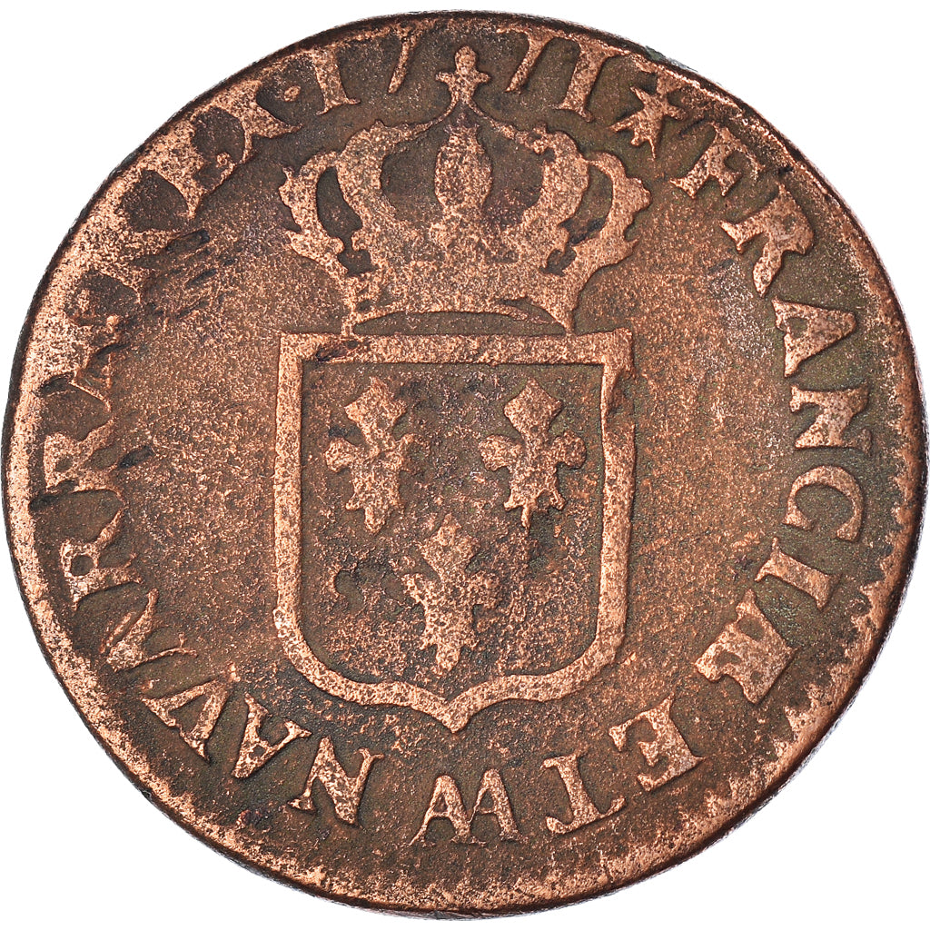 Moeda, França, Louis XV, Sol à la vieille tête, Sol, 1771, Metz, VF(20-25)
