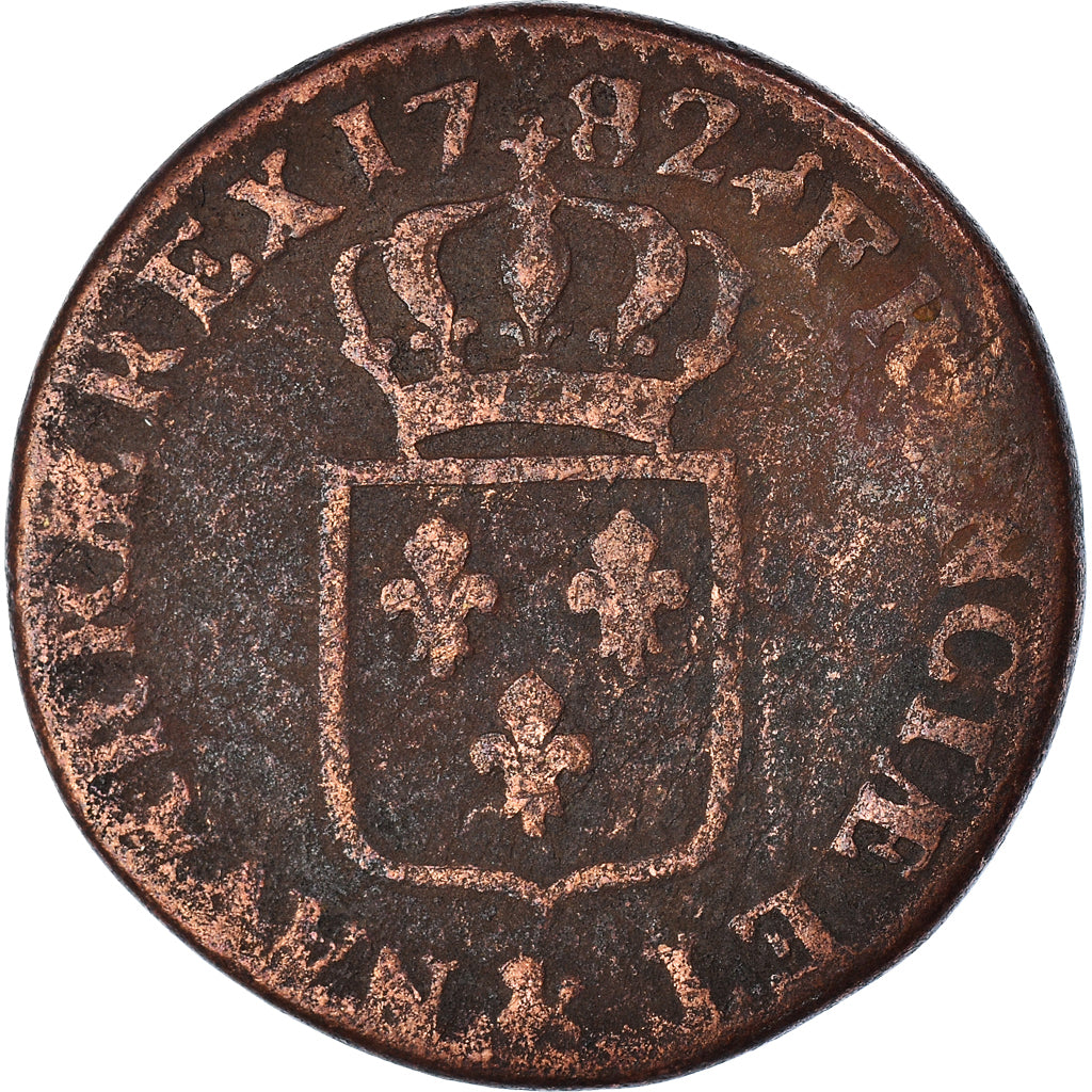 Monnaie, France, Louis XVI, Sol ou sou, Sol, 1782, Aix, TB, Cuivre, Gadoury:350