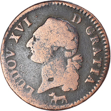 Moneta, Francia, Louis XVI, Sol ou sou, Sol, 1782, Orléans, MB+, Rame