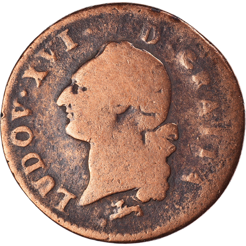 Moneda, Francia, Louis XVI, Sol ou sou, Sol, 1788, Orléans, BC, Cobre