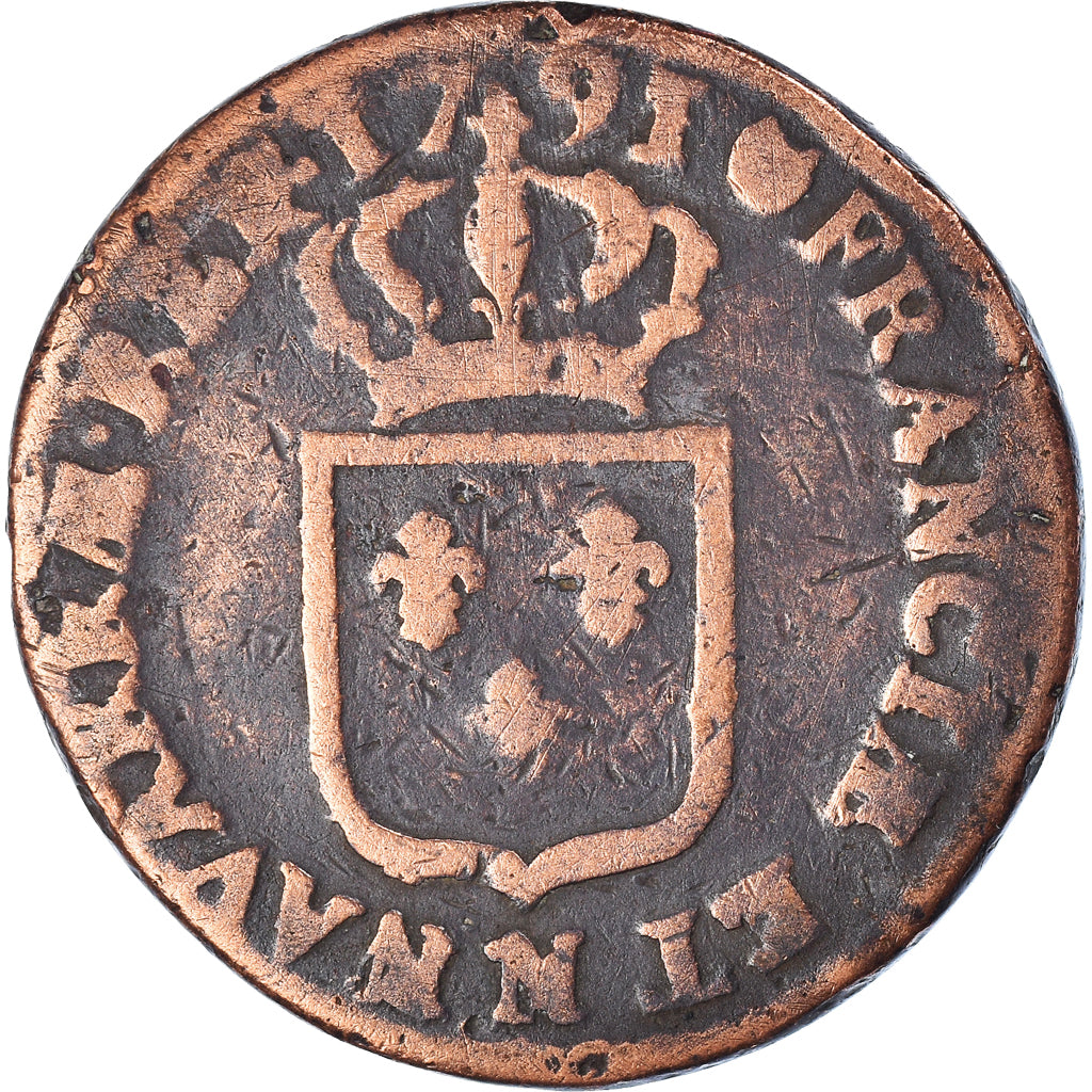 Coin, France, Louis XVI, Sol ou sou, Sol, 1791, Montpellier, VF(20-25), Copper