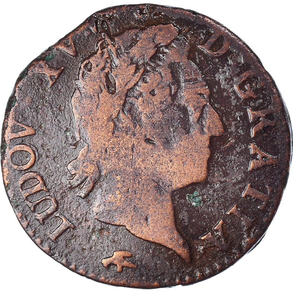 Moeda, França, Louis XV, Demi sol à la vieille tête, 1/2 Sol, 1771, Lyon