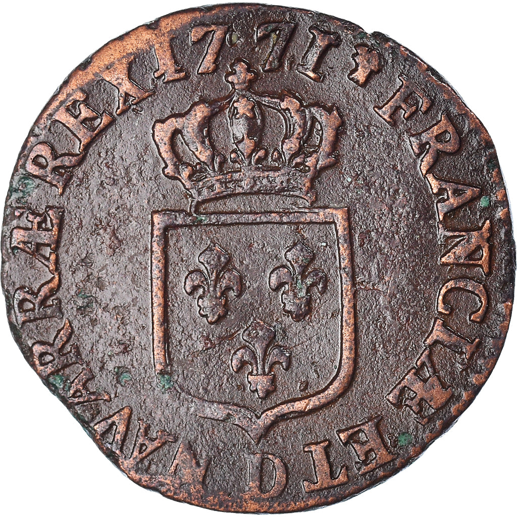 Moeda, França, Louis XV, Demi sol à la vieille tête, 1/2 Sol, 1771, Lyon