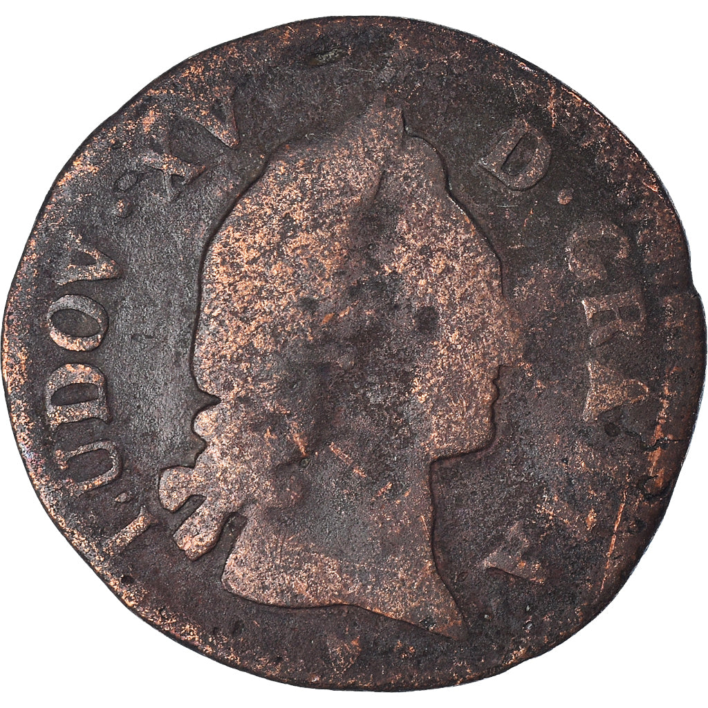 Moneda, Francia, Louis XV, Demi sol d'Aix, 1/2 Sol, 1767, Aix, BC+, Cobre