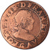 Moneda, Francia, Louis XIII, Double Tournois, 1626 ?, Poitiers, BC+, Cobre