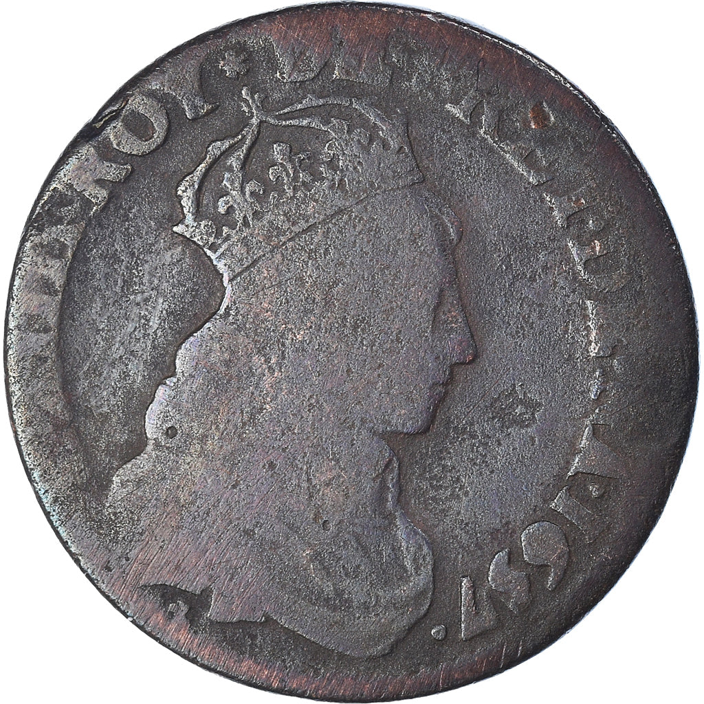 Coin, France, Louis XIV, Liard de France au buste juvénile, deuxième type
