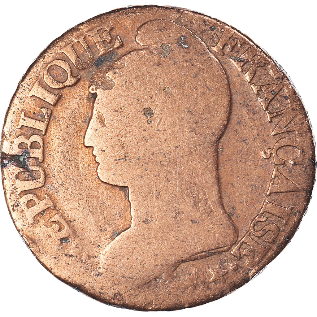 Coin, France, Dupré, 5 Centimes, AN 8, Metz, VF(20-25), Bronze, KM:640.2