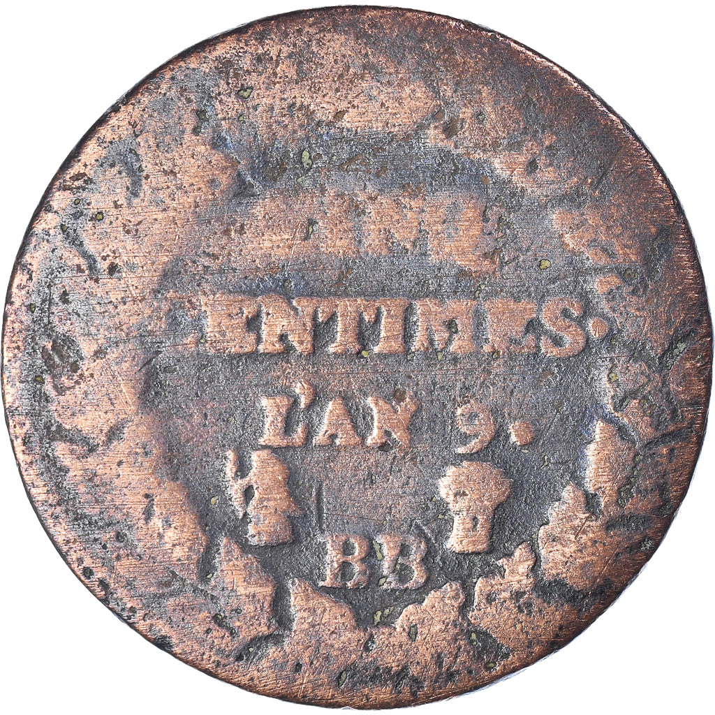 Moneta, Francja, Dupré, 5 Centimes, AN 9, Strasbourg, F(12-15), Brązowy