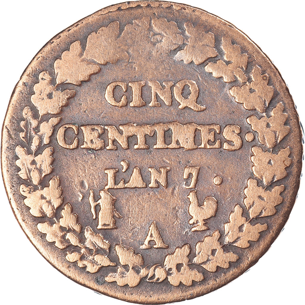 Munten, Frankrijk, Dupré, 5 Centimes, AN 7/5, Paris, FR, Bronzen, KM:640.1