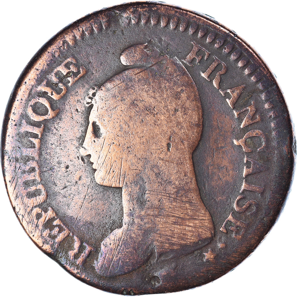 Moneta, Francia, Dupré, Decime, AN 8, Bordeaux, MB, Bronzo, KM:644.8