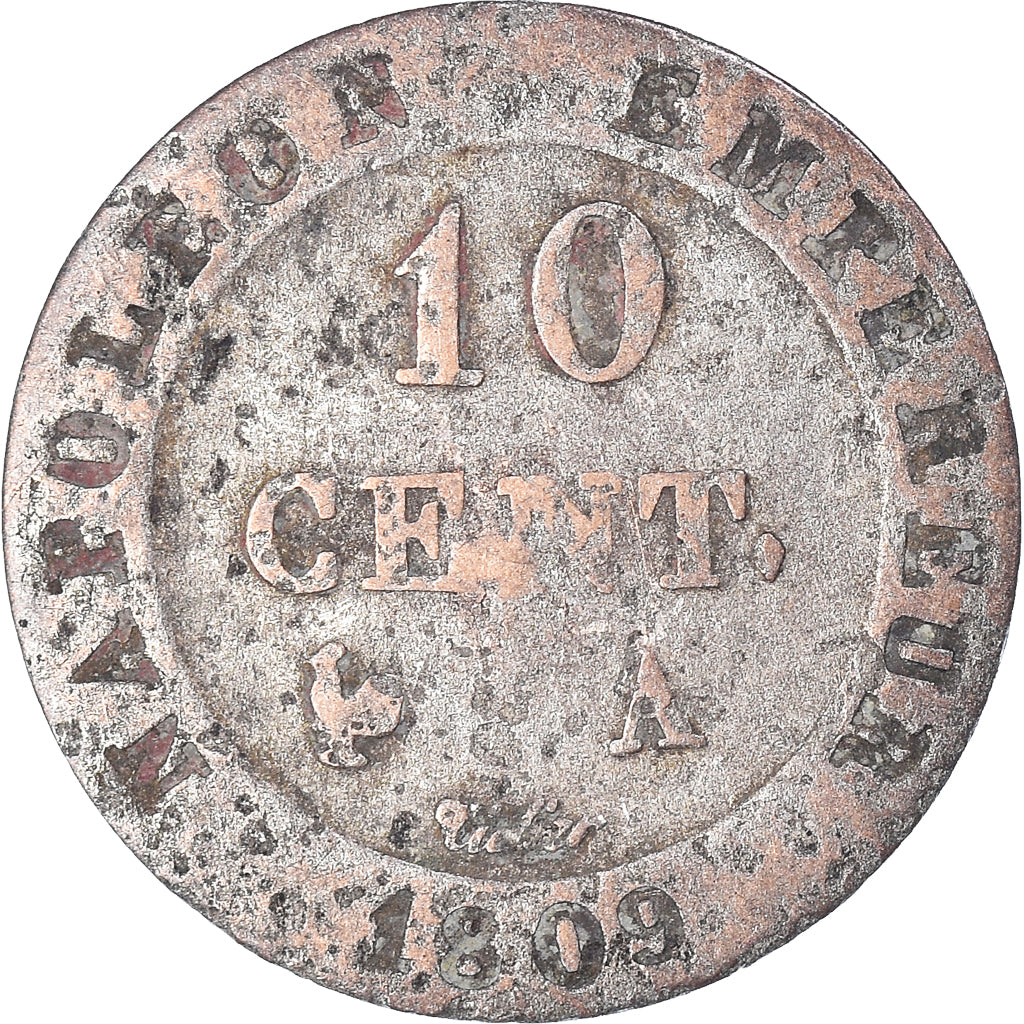 Moneta, Francja, Napoléon I, 10 Centimes, 1809, Paris, F(12-15), Bilon
