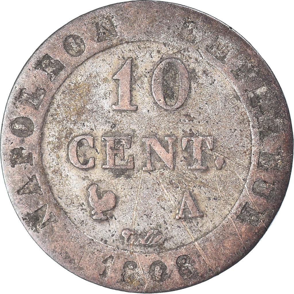 Monnaie, France, Napoléon I, 10 Centimes, 1808, Paris, TB, Billon, Gadoury:190