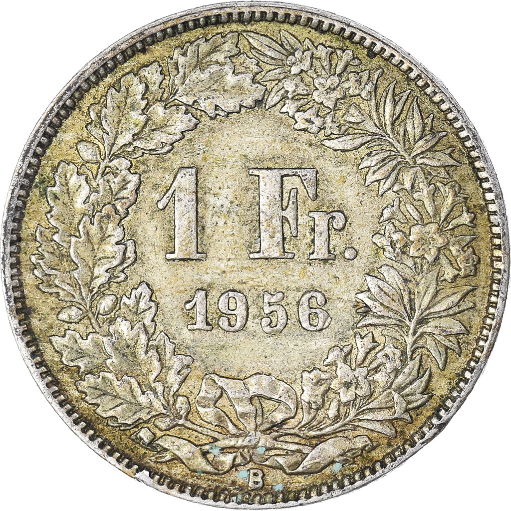 Moeda, Suíça, Franc, 1956, Bern, EF(40-45), Prata, KM:24