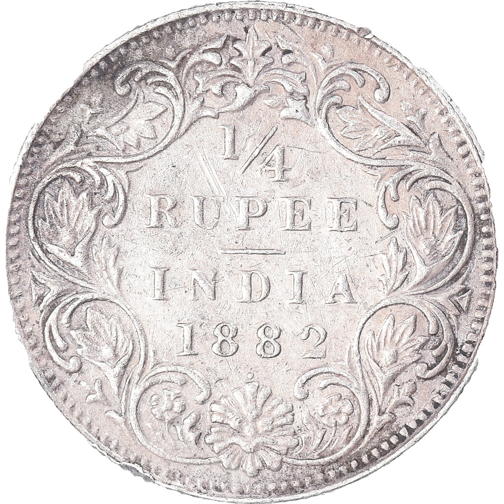 Coin, INDIA-BRITISH, Victoria, 1/4 Rupee, 1882, Bombay, EF(40-45), Silver