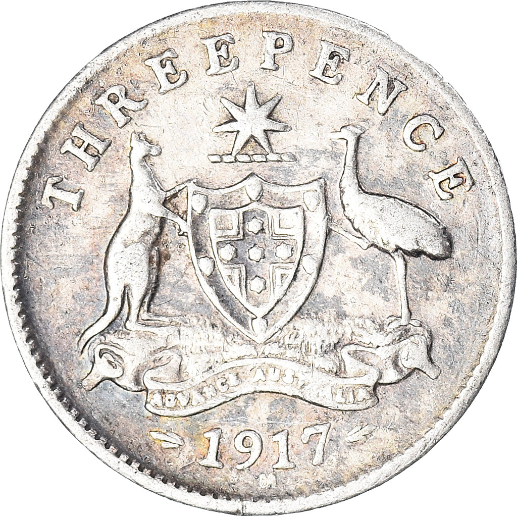 Coin, Australia, George V, Threepence, 1917, Melbourne, VF(30-35), Silver