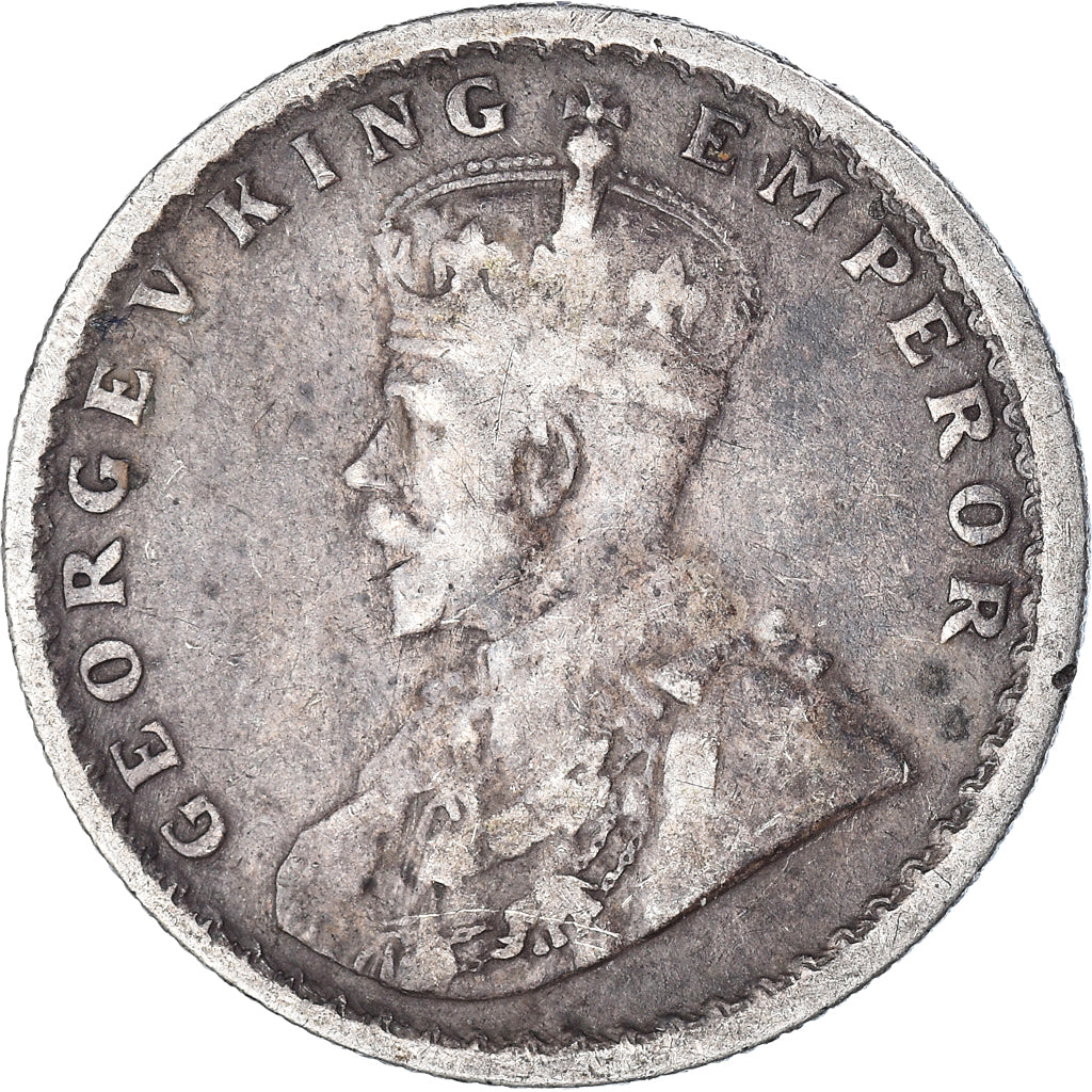 Coin, INDIA-BRITISH, George V, 1/2 Rupee, 1916, Calcutta, VF(30-35), Silver