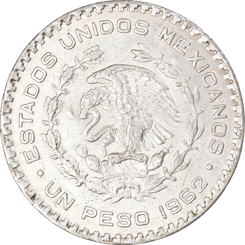Coin, Mexico, Peso, 1962, Mexico City, EF(40-45), Silver, KM:459