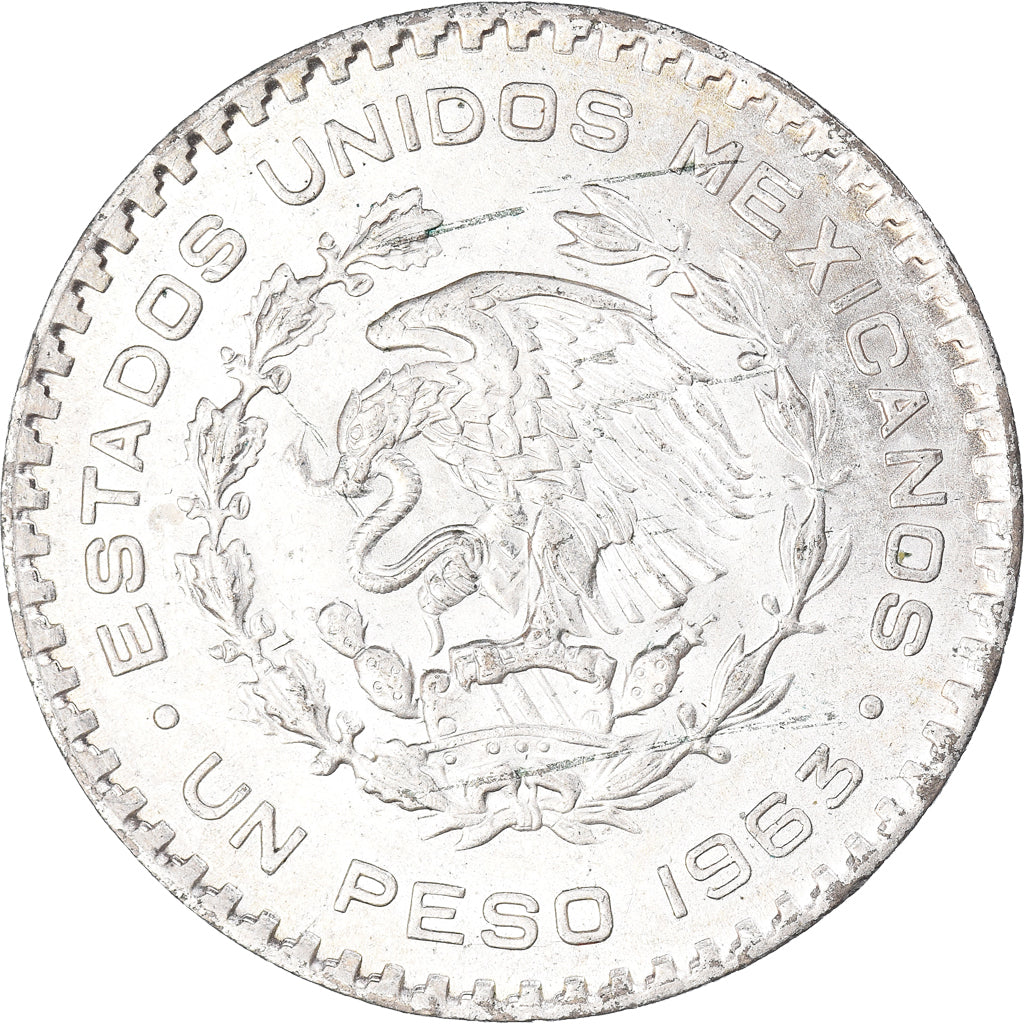 Coin, Mexico, Peso, 1963, Mexico City, EF(40-45), Silver, KM:459