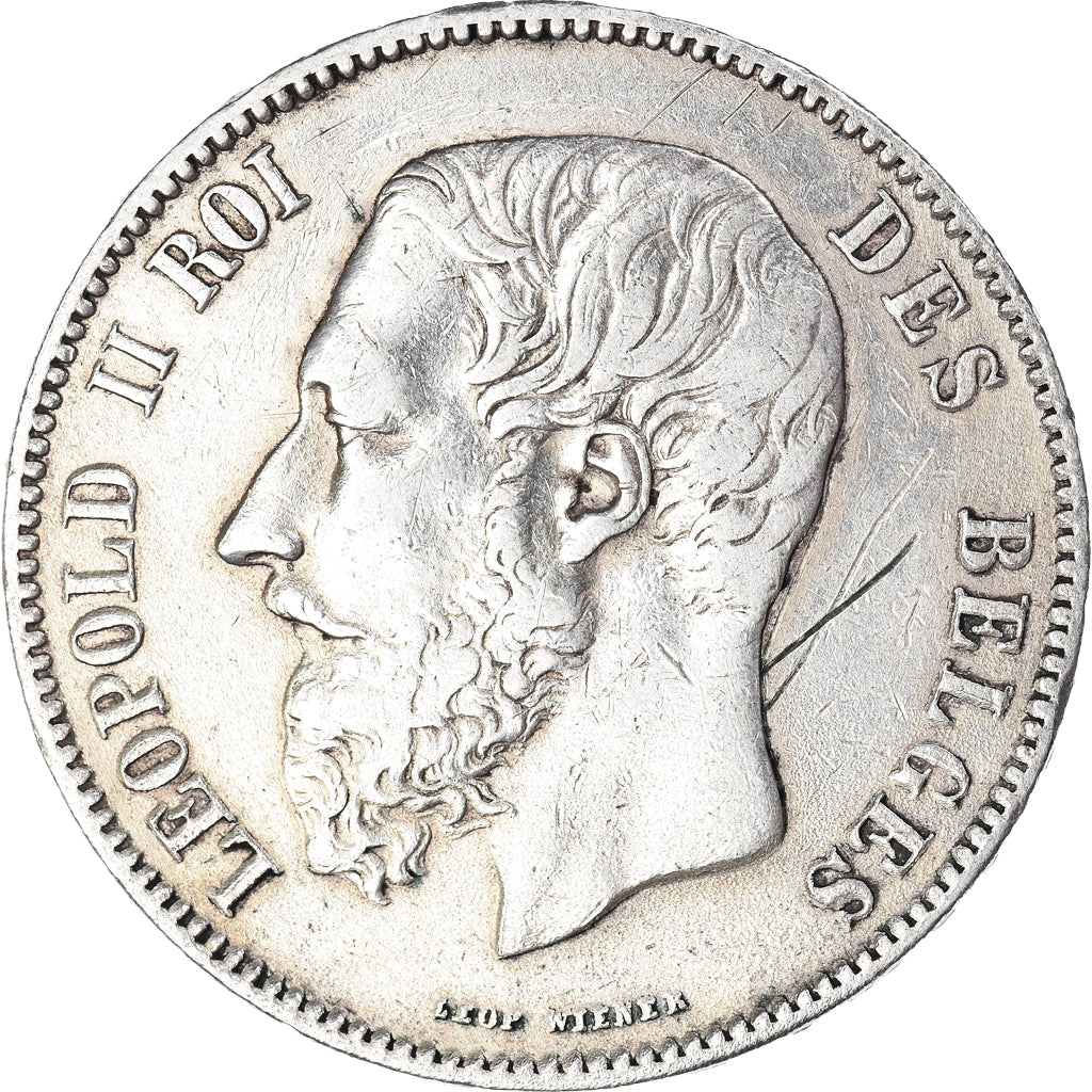 Coin, Belgium, Leopold II, 5 Francs, 5 Frank, 1869, Brussels, VF(30-35), Silver
