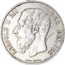 Coin, Belgium, Leopold II, 5 Francs, 5 Frank, 1869, Brussels, VF(30-35), Silver