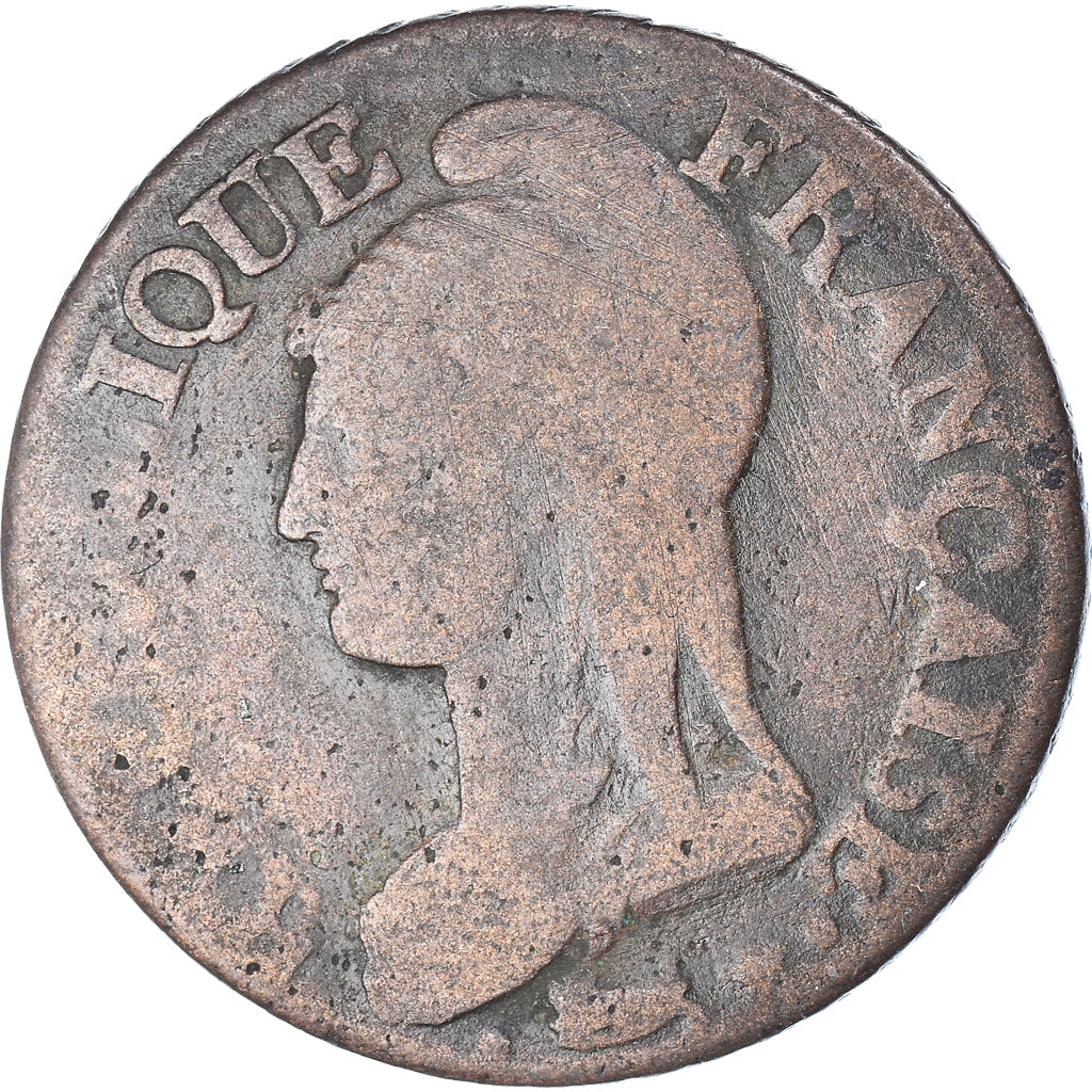 Moneta, Francia, Dupré, 5 Centimes, An 6/5, Strasbourg, MB, Bronzo, KM:640.4