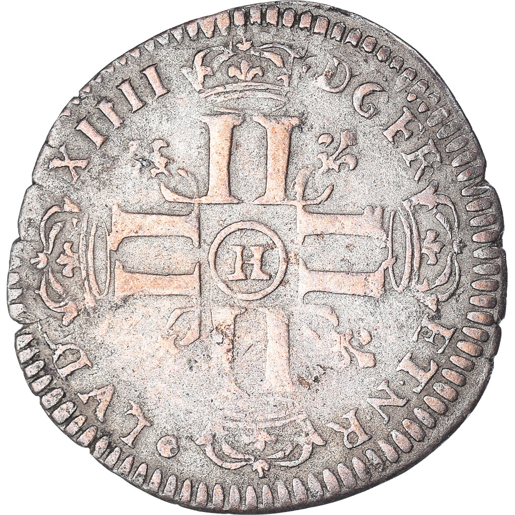 Moneta, Francia, Louis XIV, Quinzain aux 8 L, 1692, La Rochelle, BB, Biglione