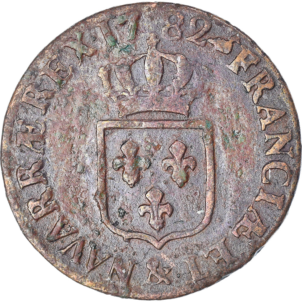 Monnaie, France, Louis XVI, 1/2 Sol ou 1/2 sou, 1/2 Sol, 1782, Aix, TTB, Cuivre