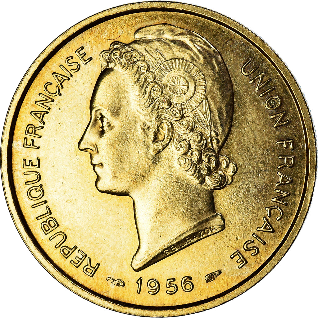 Coin, Togo, 25 Francs, 1956, Paris, ESSAI, MS(60-62), Aluminum-Bronze, KM:E8