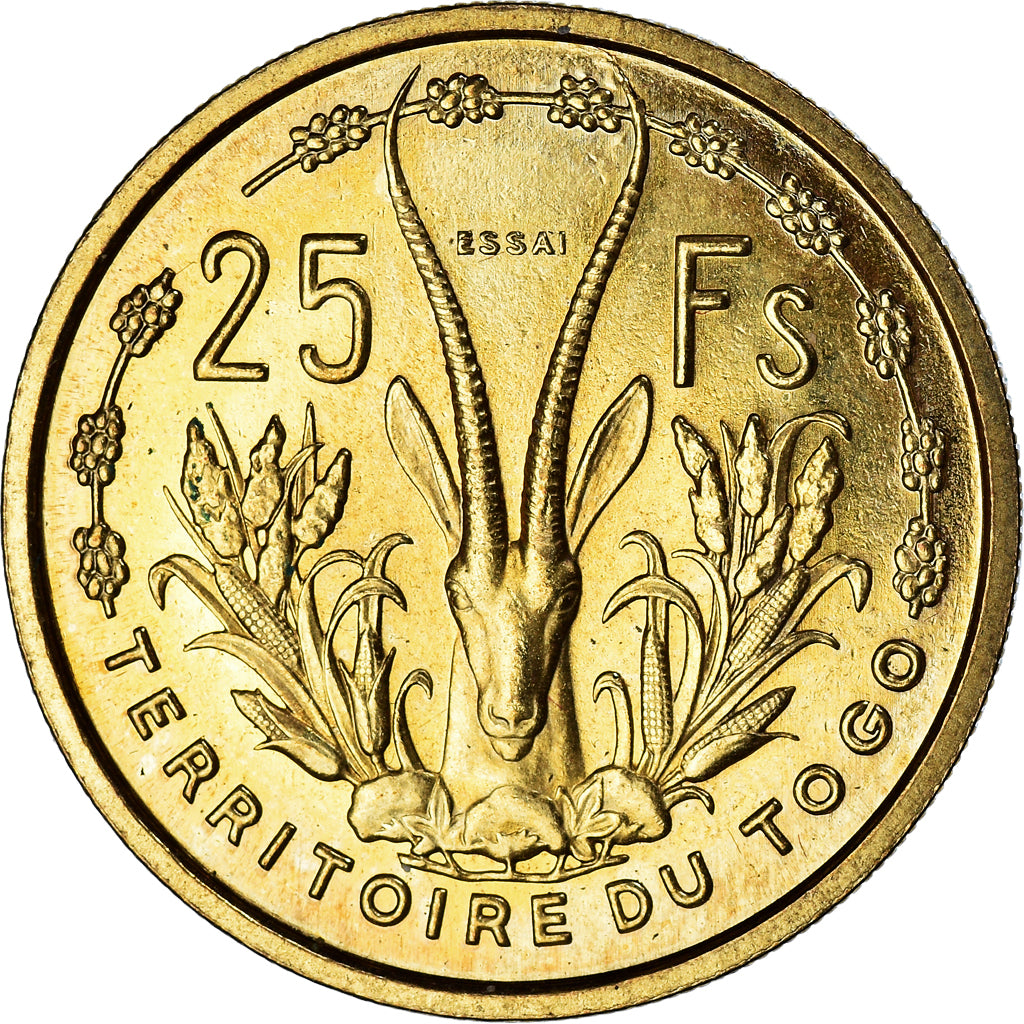 Coin, Togo, 25 Francs, 1956, Paris, ESSAI, MS(60-62), Aluminum-Bronze, KM:E8