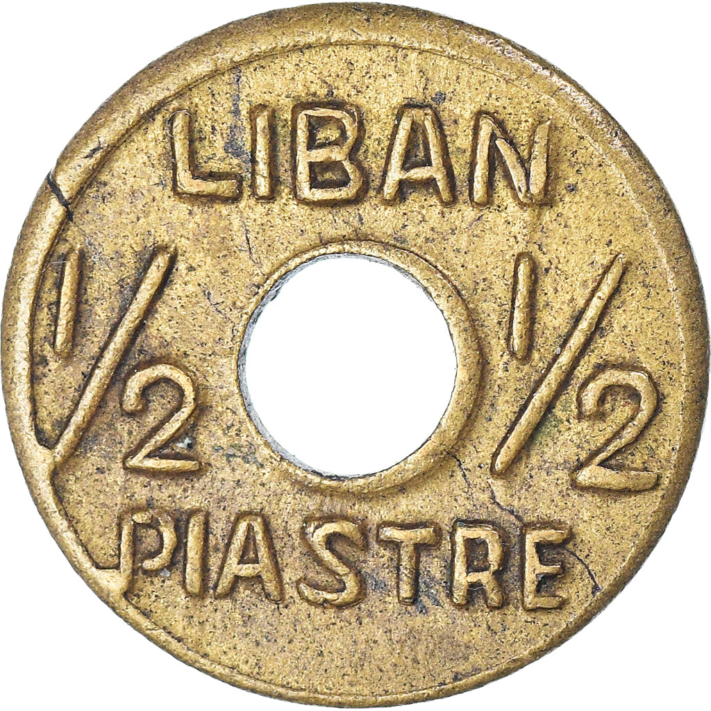 Moneda, Líbano, 1/2 Piastre, MBC+, Latón, KM:11