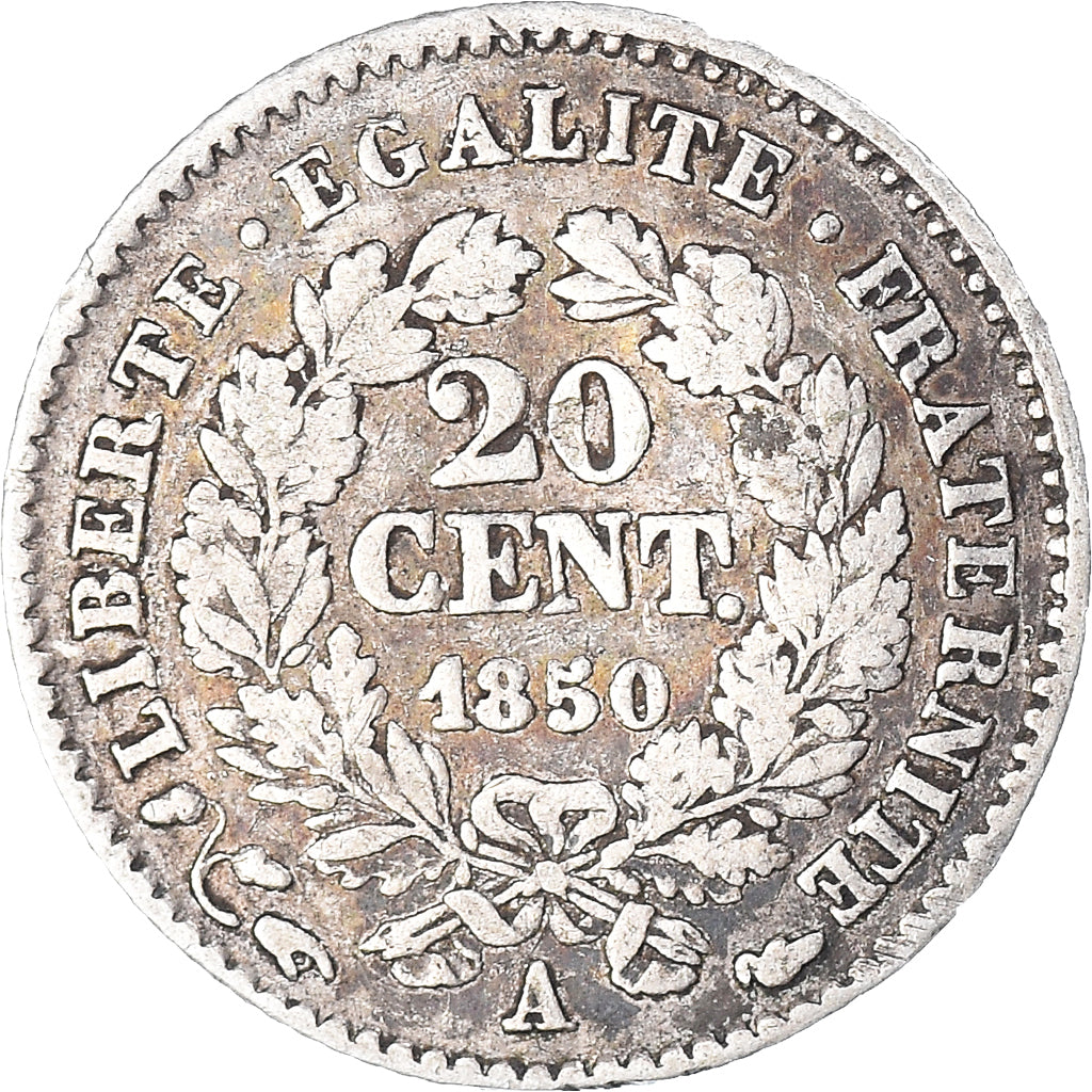 Moneta, Francia, Cérès, 20 Centimes, 1850, Paris, BB, Argento, KM:758.1