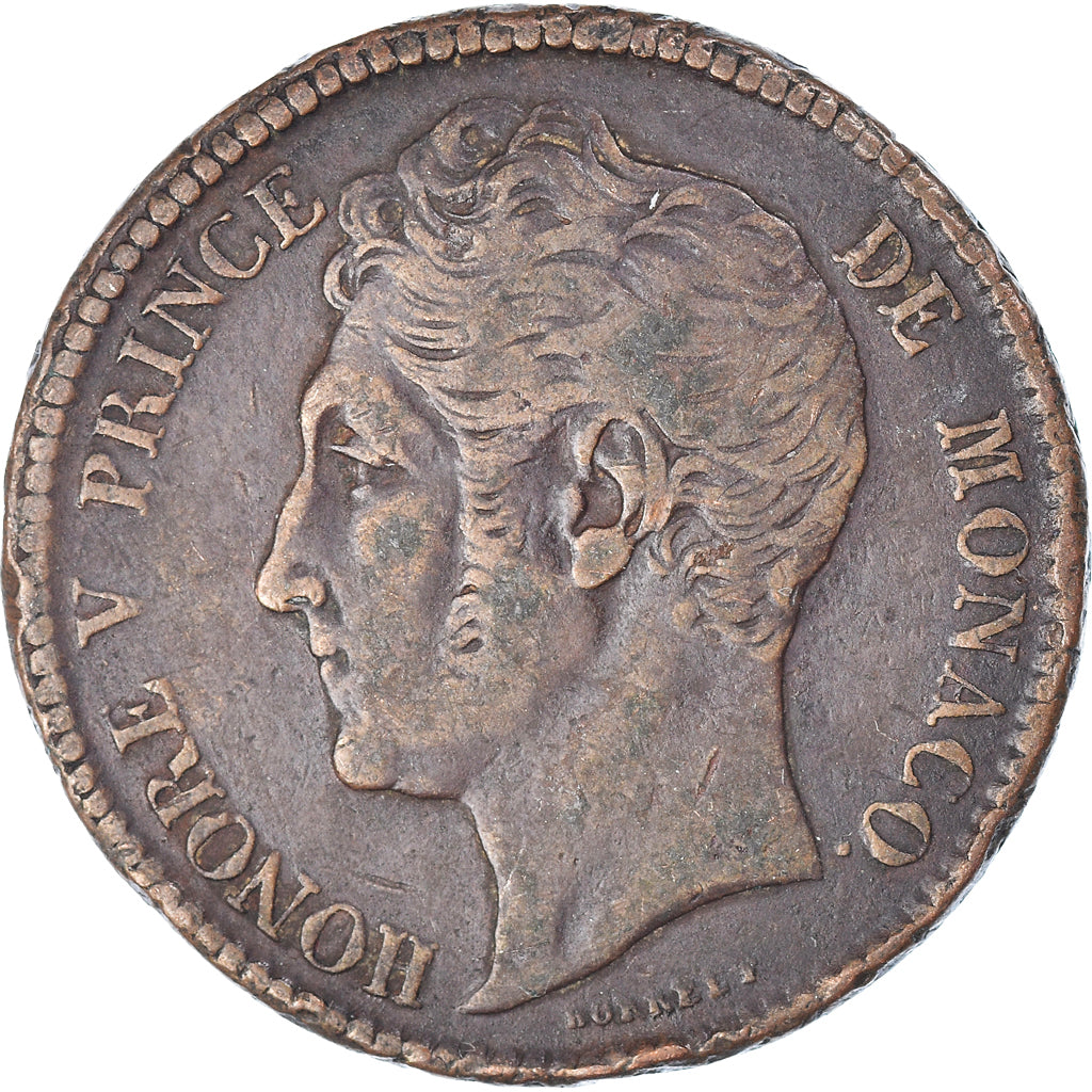 Coin, Monaco, Honore V, 5 Centimes, Cinq, 1837, Monaco, EF(40-45), Copper