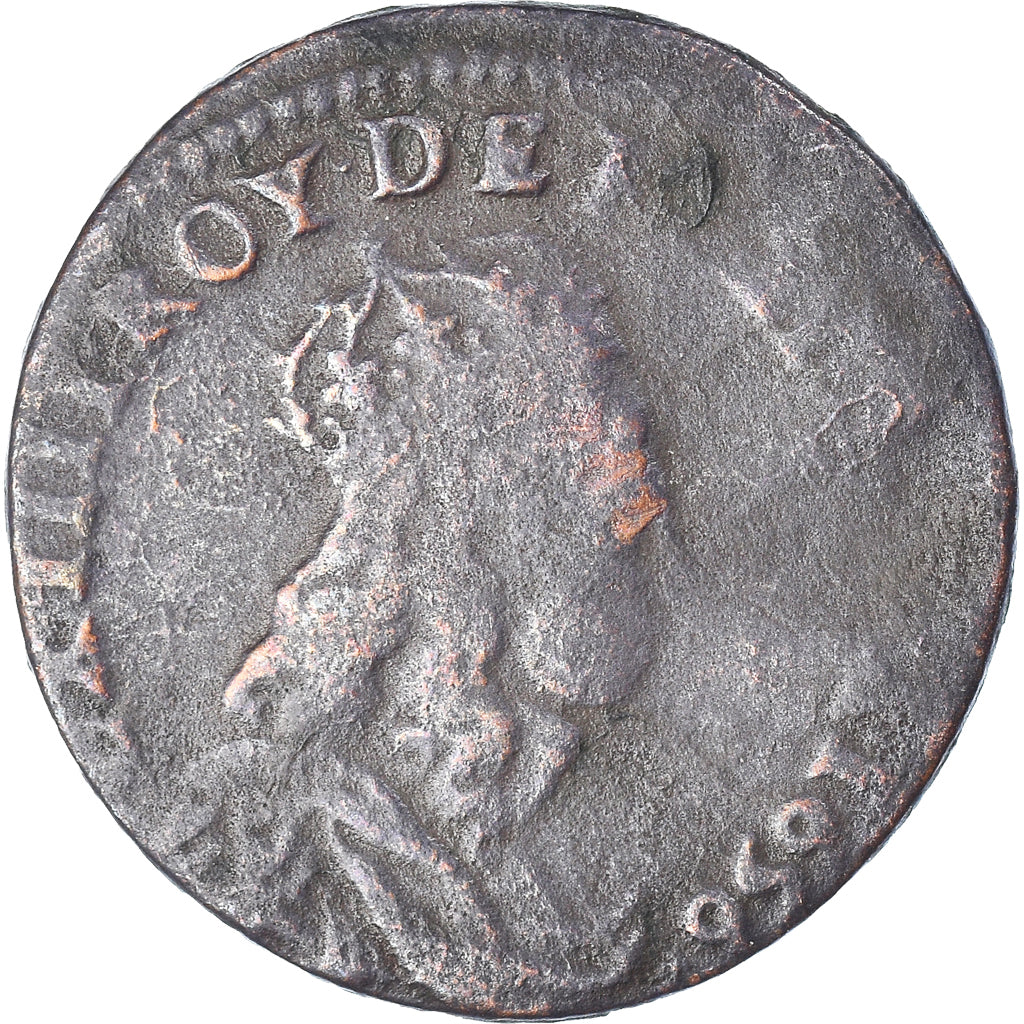 Moneta, Francia, Louis XIV, Liard de France au buste juvénile, deuxième type