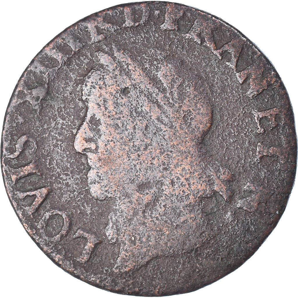 Münze, Frankreich, Louis XIII, Double Tournois, 1643, S, Kupfer, Gadoury:12