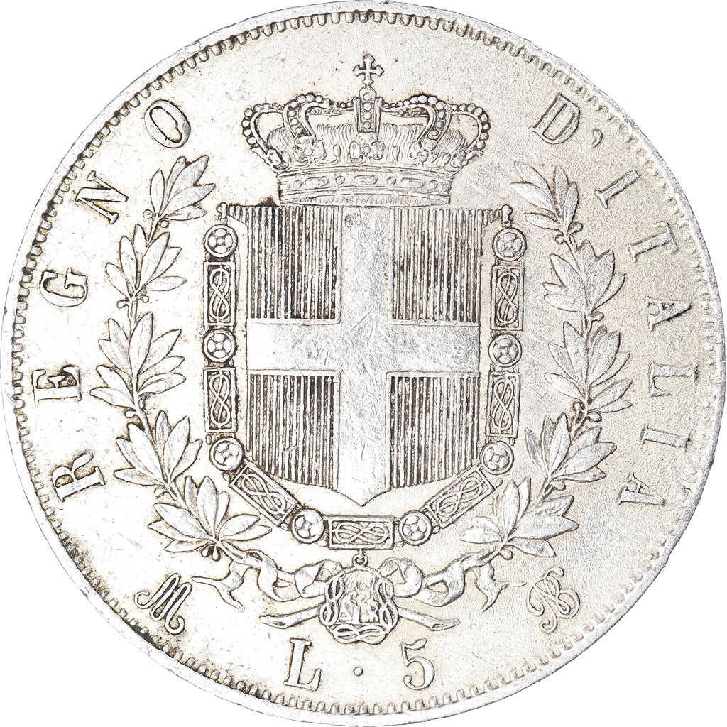 Coin, Italy, Vittorio Emanuele II, 5 Lire, 1871, Milan, EF(40-45), Silver