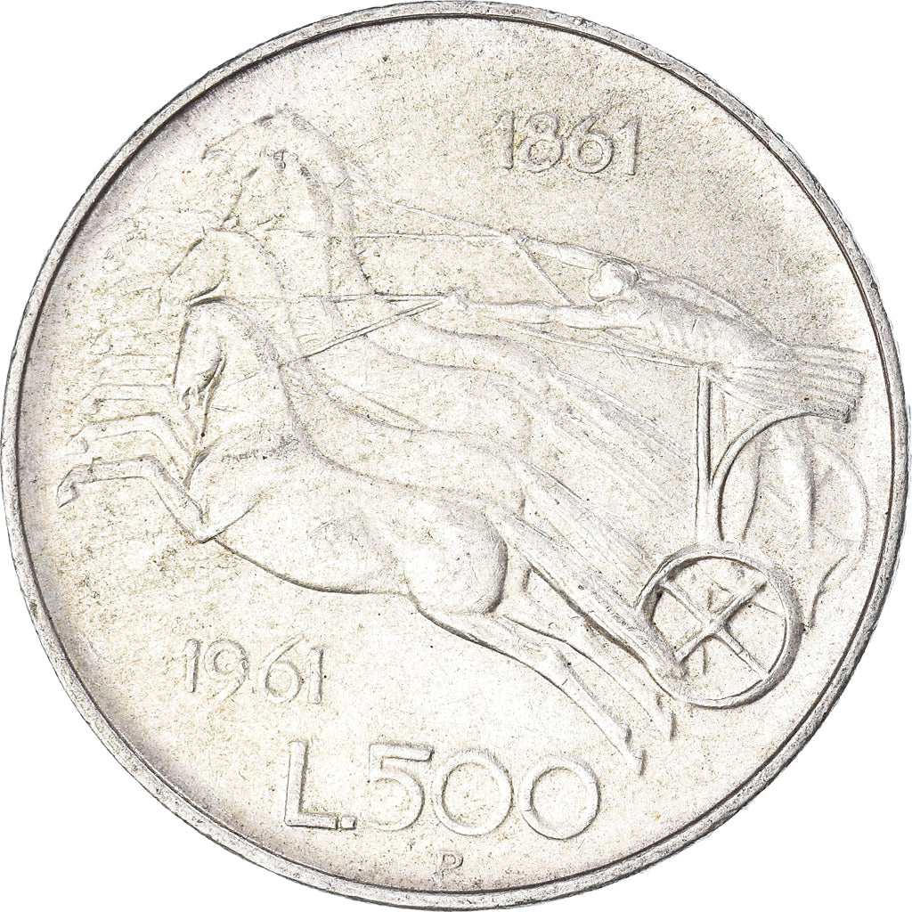 Coin, Italy, 500 Lire, 1961, Rome, AU(50-53), Silver, KM:99