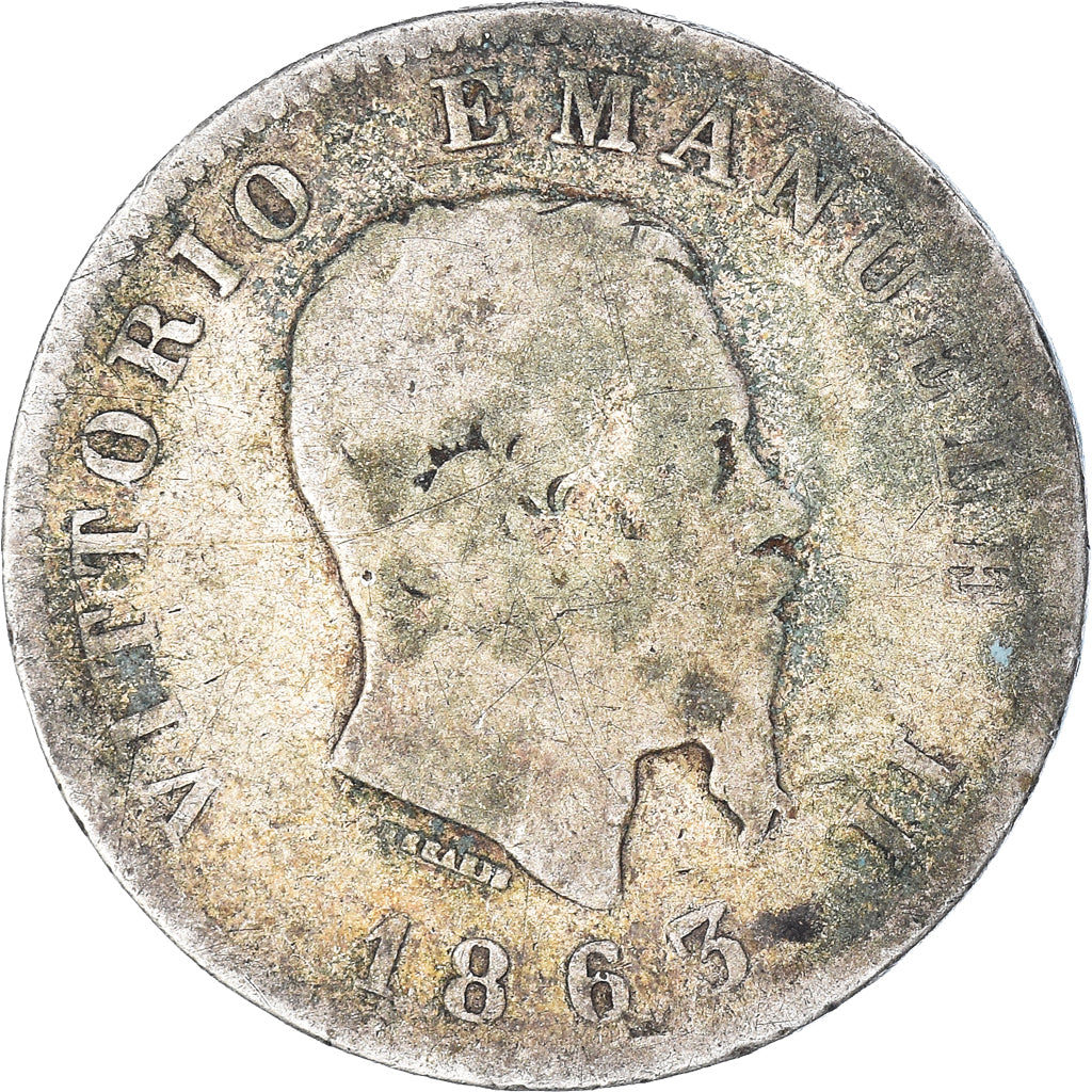 Coin, Italy, Vittorio Emanuele II, Lira, 1863, Milan, VF(20-25), Silver, KM:5a.1