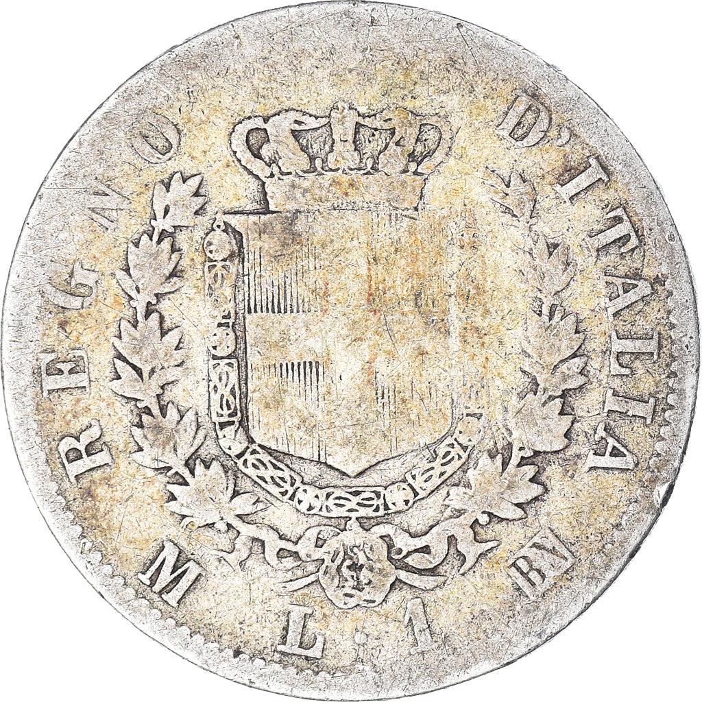 Coin, Italy, Vittorio Emanuele II, Lira, 1863, Milan, VF(20-25), Silver, KM:5a.1
